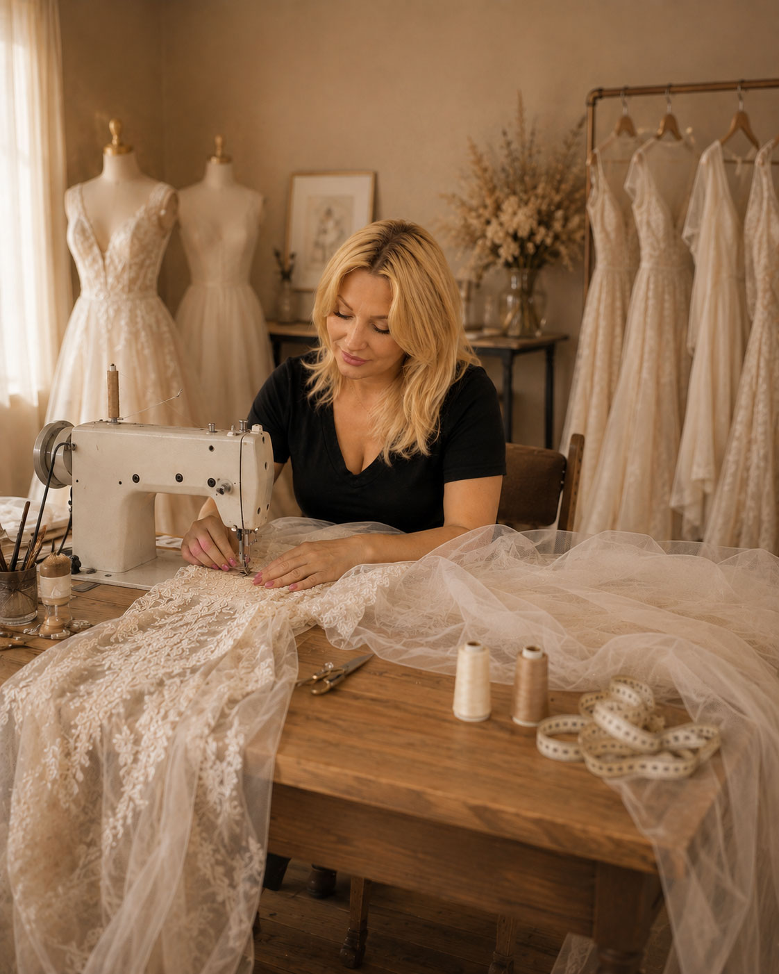 Bespoke maternity dress being handmade