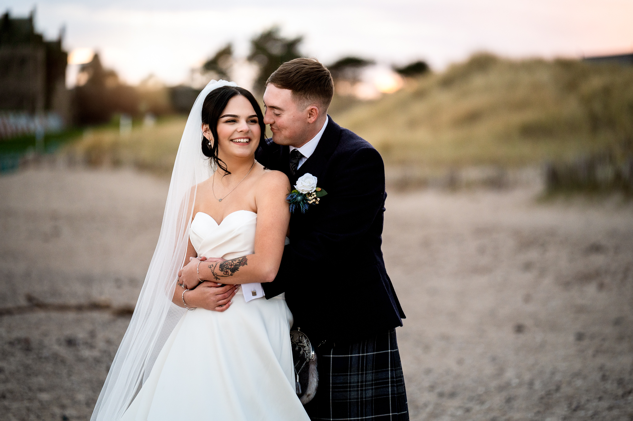 Bride and groom enjoying a relaxed moment together