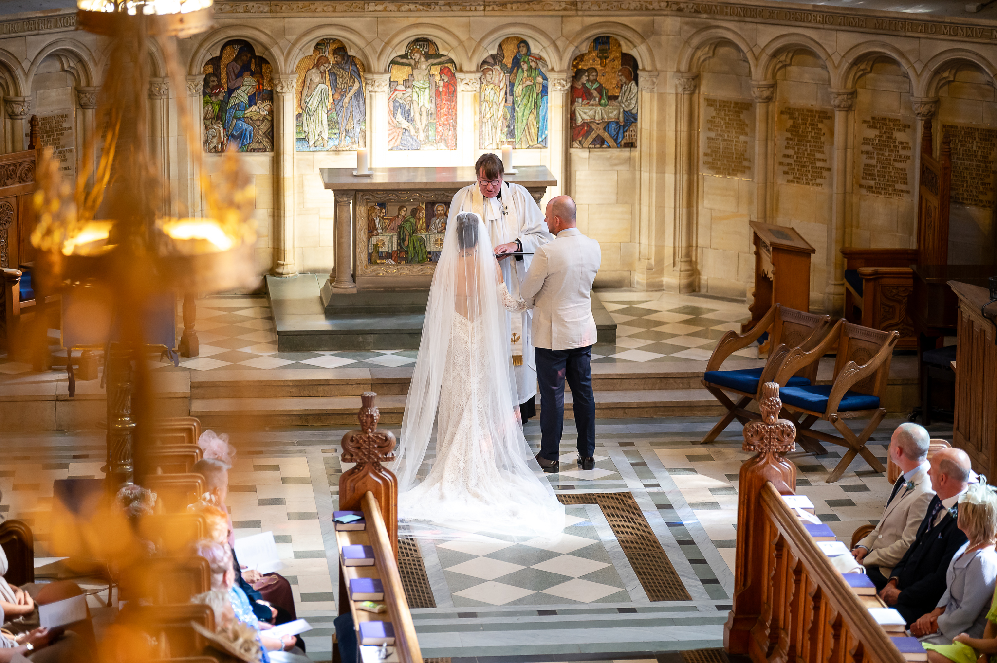Wedding ceremony inside an elegant Scottish venue